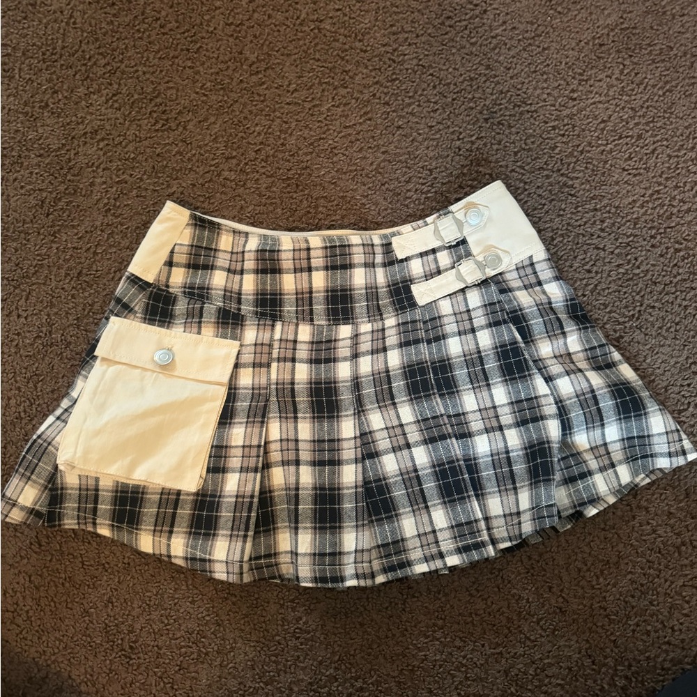 Cargo Plaid Mini Skirt